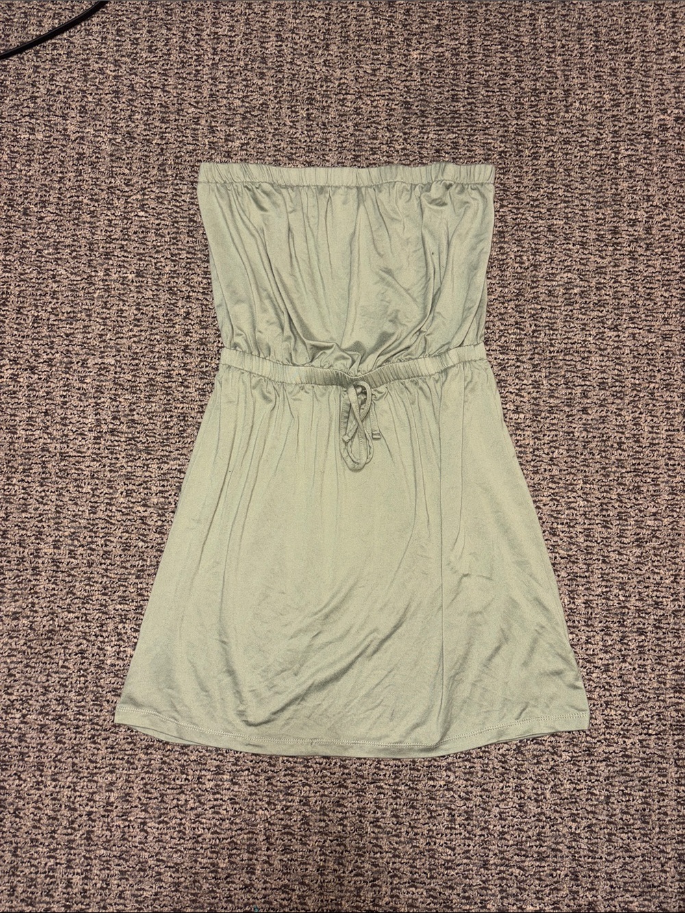 Ardene Strapless Sage Green Drawstring Waist Dress